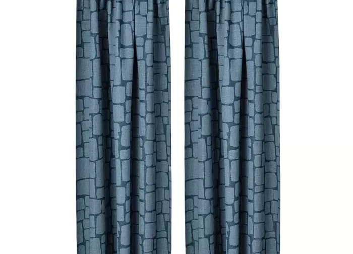 یک جفت پرده ضخیم آبی روشن/با نوار تزئینی ایکیا مدل LÖNNSTÄVMAL