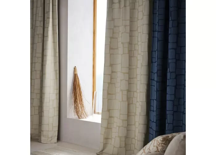 یک جفت پرده ضخیم آبی روشن/با نوار تزئینی ایکیا مدل LÖNNSTÄVMAL