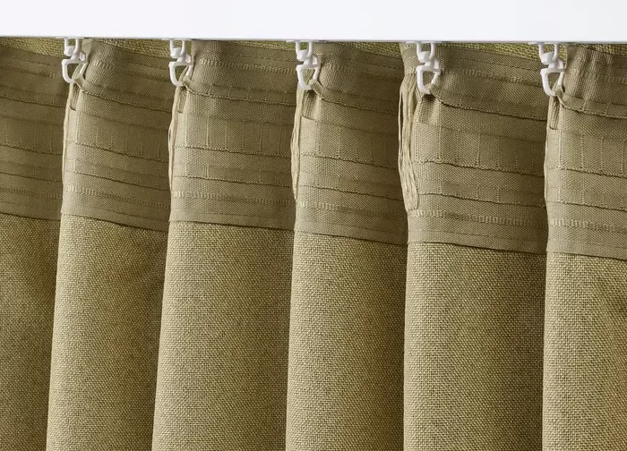 یک جفت پرده ضخیم سبز زیتونی روشن/با نوار تزئینی ایکیا مدل LÖNNSTÄVMAL