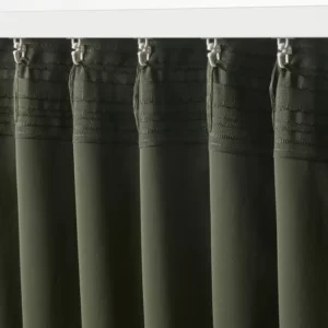 یک جفت پرده‌ کلفت سبز تیره با نوار تزئینی ایکیا 145*300 مدل MAJGULL