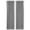 یک جفت پرده‌ ضخیم خاکستری با نوار تزئینی ایکیا 135*300 مدل ROSENMANDEL