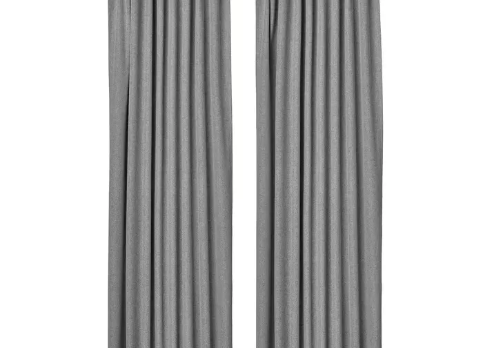 یک جفت پرده ضخیم خاکستری با نوار تزئینی ایکیا 135*300 مدل ROSENMANDEL