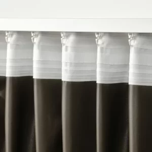یک جفت پرده‌ ضخیم زرد/بژ با نوار تزئینی ایکیا 135*300 مدل ROSENMANDEL