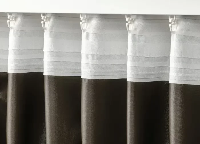 یک جفت پرده‌ ضخیم زرد/بژ با نوار تزئینی ایکیا 135*300 مدل ROSENMANDEL