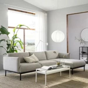 مبل راحتی سه نفره به همراه کاناپه راحتی رنگ خاکستری روشن ایکیا مدل ÄPPLARYD