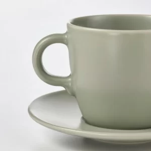 ست 4 عددی فنجان و نعلبکی سبز مات ایکیا مدل FÄRGKLAR