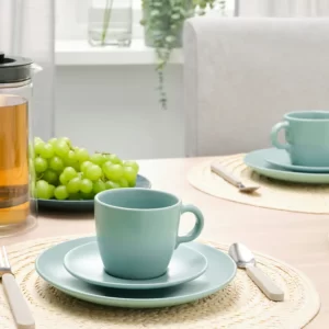 ست 4 عددی فنجان و نعلبکی فیروزه‌ای روشن مات ایکیا مدل FÄRGKLAR