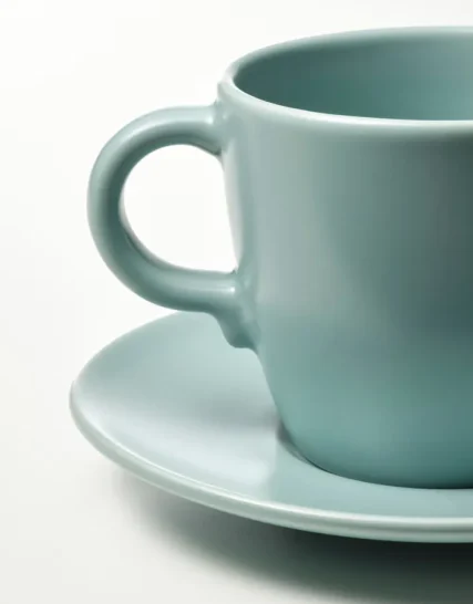 ست 4 عددی فنجان و نعلبکی فیروزه‌ای روشن مات ایکیا مدل FÄRGKLAR