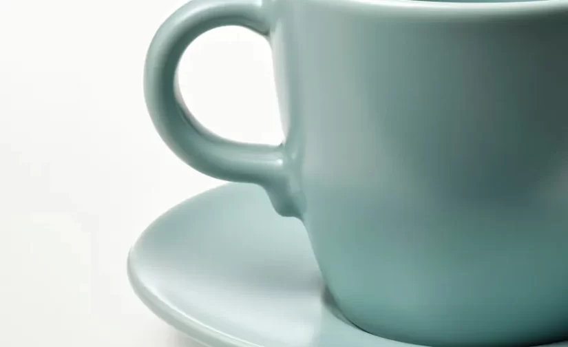 ست 4 عددی فنجان و نعلبکی فیروزه‌ای روشن مات ایکیا مدل FÄRGKLAR