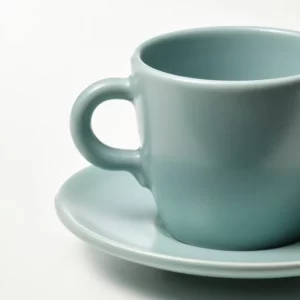 ست 4 عددی فنجان و نعلبکی فیروزه‌ای مات/روشن ایکیا مدل FÄRGKLAR