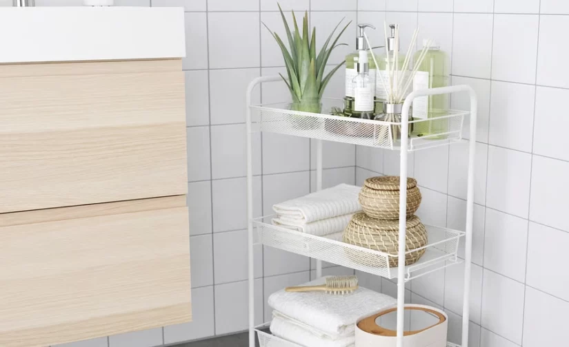 ترولی سفید سایز ۲۶x۴۸x۷۷ ایکیا مدل HORNAVAN