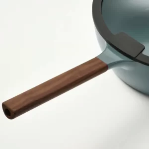 ماهیتابه با درب روکش نچسب شیشه‌ای/چوبی خاکستری-فیروزه‌ای سایز ۲۸ ایکیا مدل KLIPPFISK