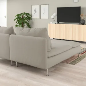 مبل راحتی چهار نفره با کاناپه راحتی و میز عسلی تاشو/ بژ روشن ایکیا مدل SÖDERHAMN