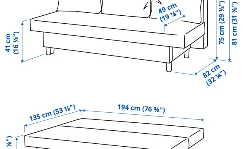 مبل تختخواب شو سه نفره، کنیسا، خاکستری تیره ایکیا مدل ÄLVDALEN
