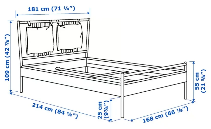 قاب تخت روکش توس سایز ۱۶۰x۲۰۰ ایکیا مدل BJÖRKSNÄS