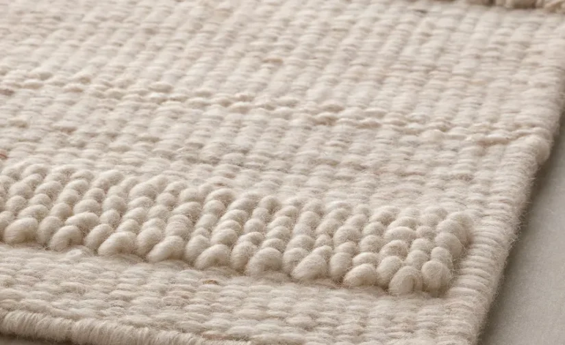 فرش دستباف کم پرز بژ سایز ۱۷۰x۲۴۰ ایکیا مدل BRÖNDEN