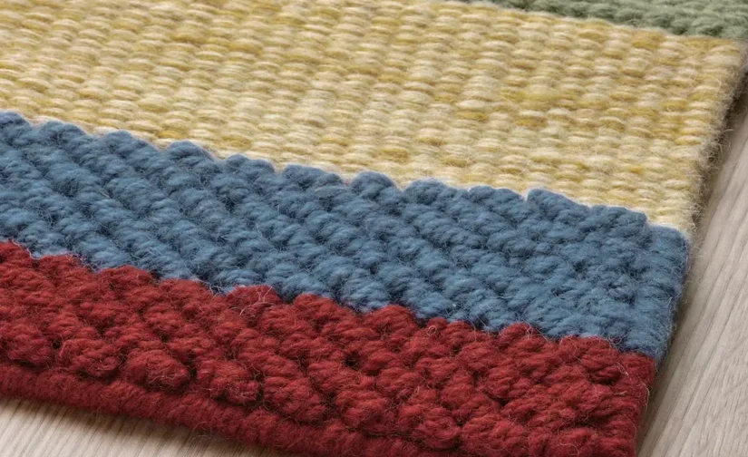 فرش کم پرز دستباف چند رنگ/قرمز سایز ۱۷۰x۲۴۰ ایکیا مدل BRÖNDEN