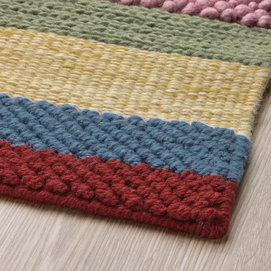 فرش کم پرز دستباف چند رنگ/قرمز سایز ۱۷۰x۲۴۰ ایکیا مدل BRÖNDEN