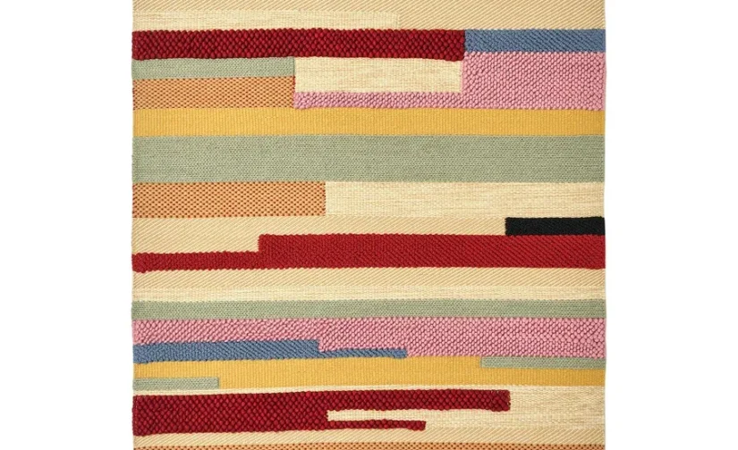 فرش کم پرز دستباف چند رنگ/قرمز سایز ۱۷۰x۲۴۰ ایکیا مدل BRÖNDEN