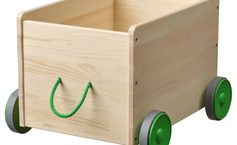 محل نگهداری اسباب‌بازی چوبی با چرخ ایکیا مدل FLISAT