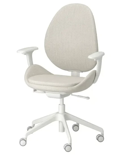 صندلی اداری دسته‌دار رنگ بژ/سفید ایکیا مدل HATTEFJÄLL