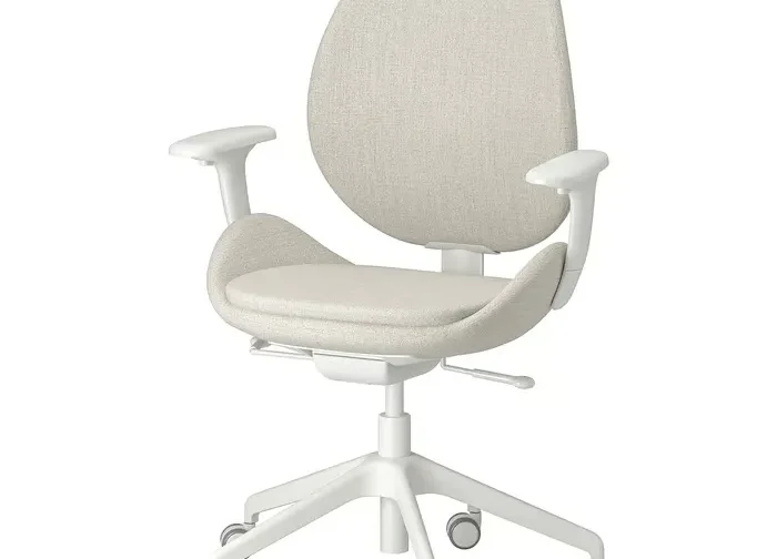 صندلی اداری دسته‌دار رنگ بژ/سفید ایکیا مدل HATTEFJÄLL