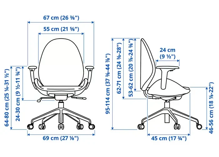 صندلی اداری دسته‌دار رنگ بژ/سفید ایکیا مدل HATTEFJÄLL