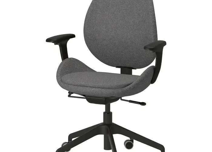 صندلی اداری دسته‌دار رنگ خاکستری تیره/مشکی ایکیا مدل HATTEFJÄLL