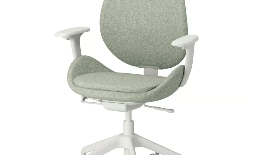 صندلی اداری دستهدار رنگ سبز روشن/سفید ایکیا مدل HATTEFJÄLL