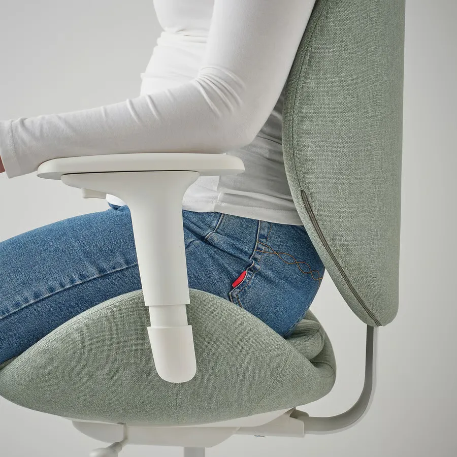 صندلی اداری دستهدار رنگ سبز روشن/سفید ایکیا مدل HATTEFJÄLL