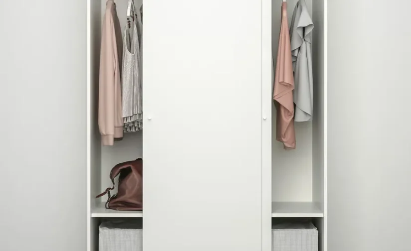 کمد لباس با درهای کشویی سفید سایز ۱۱۷x۱۷۶ ایکیا مدل KLEPPSTAD