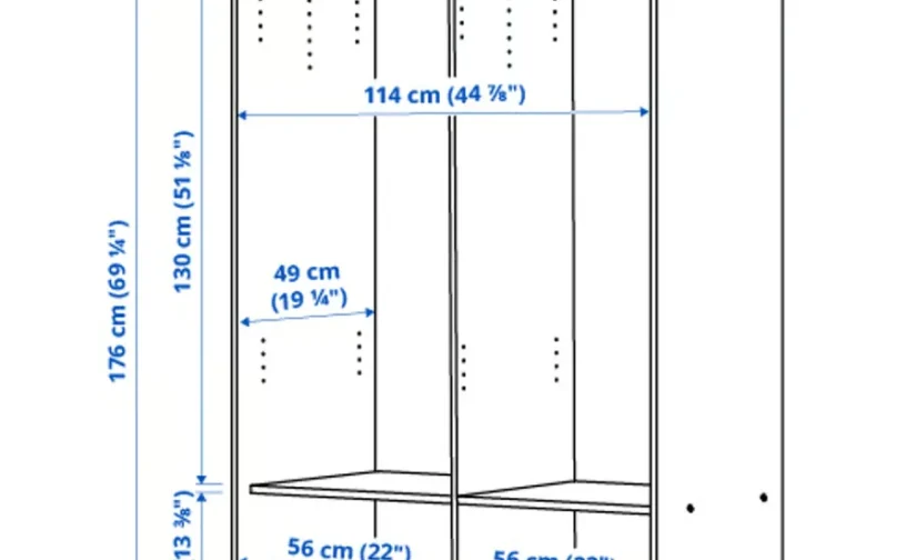 کمد لباس با درهای کشویی سفید سایز ۱۱۷x۱۷۶ ایکیا مدل KLEPPSTAD
