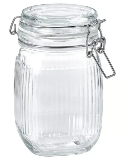 جار شیشه ای با درب شیشه شفاف ۱ لیتر ایکیا مدل KÖSSEBÄR