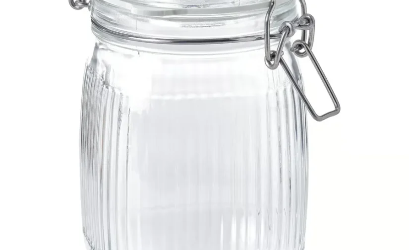 جار شیشه ای با درب شیشه شفاف ۱ لیتر ایکیا مدل KÖSSEBÄR