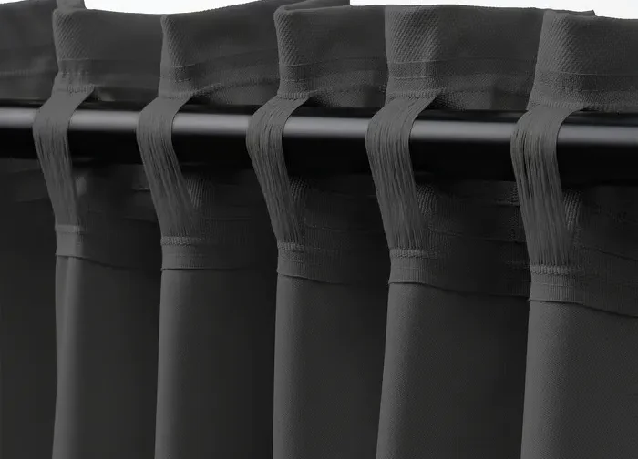 جفت پرده‌های جلو بسته خاکستری تیره/با نوار تزئینی سایز ۱۴۵x۳۰۰ ایکیا مدل KORGMOTT