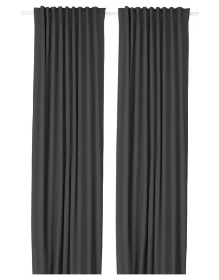 جفت پرده‌های جلو بسته خاکستری تیره/با نوار تزئینی سایز ۱۴۵x۳۰۰ ایکیا مدل KORGMOTT