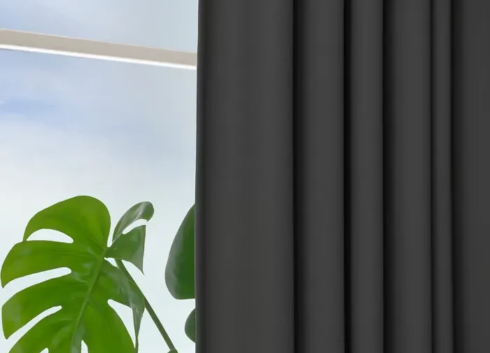 جفت پرده‌های جلو بسته خاکستری تیره/با نوار تزئینی سایز ۱۴۵x۳۰۰ ایکیا مدل KORGMOTT