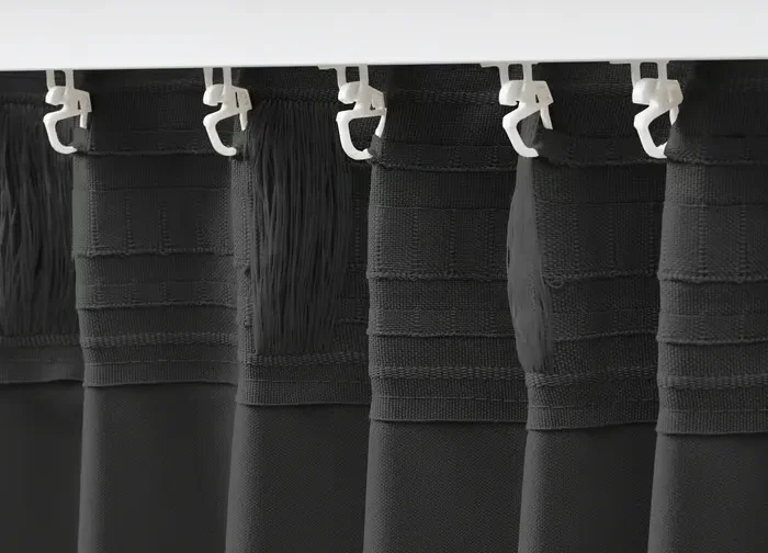 جفت پرده‌های جلو بسته خاکستری تیره/با نوار تزئینی سایز ۱۴۵x۳۰۰ ایکیا مدل KORGMOTT