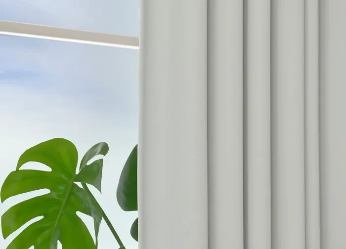 جفت پرده‌های جلو بسته سفید/با نوار تزئینی سایز ۱۴۵x۳۰۰ ایکیا مدل KORGMOTT