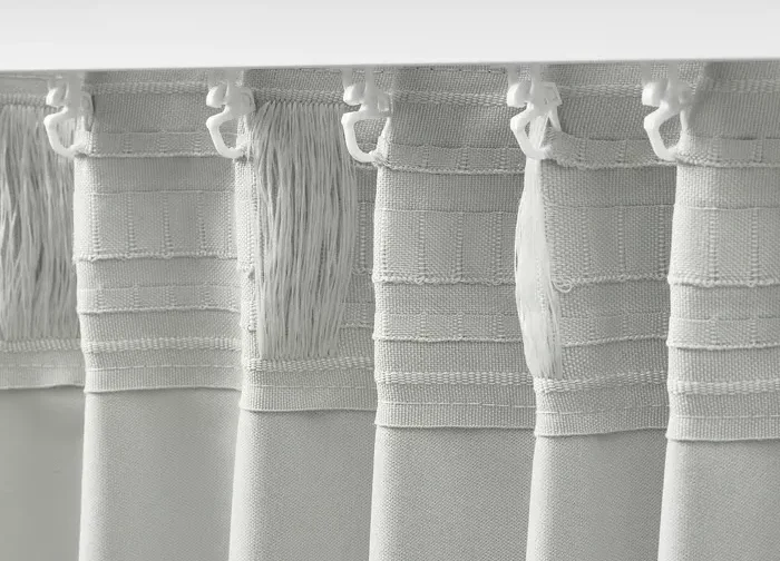 جفت پرده‌های جلو بسته سفید/با نوار تزئینی سایز ۱۴۵x۳۰۰ ایکیا مدل KORGMOTT