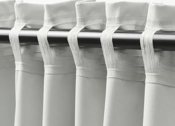 جفت پرده‌های جلو بسته سفید/با نوار تزئینی سایز ۱۴۵x۳۰۰ ایکیا مدل KORGMOTT