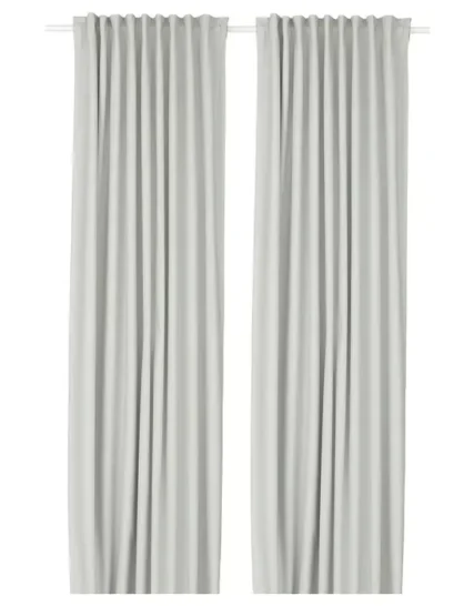 جفت پرده‌های جلو بسته سفید/با نوار تزئینی سایز ۱۴۵x۳۰۰ ایکیا مدل KORGMOTT