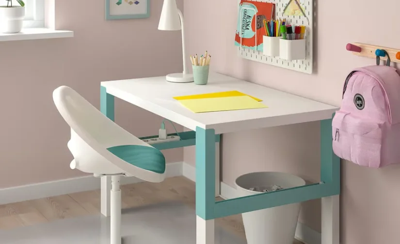 صندلی تحریر کودک با روکش سفید/فیروزه‌ای ایکیا مدل LOBERGET / SIBBEN