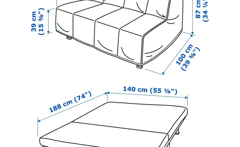 مبل تختخواب شو 2نفره ونسبرو خاکستری تیره ایکیا مدل LYCKSELE LÖVÅS