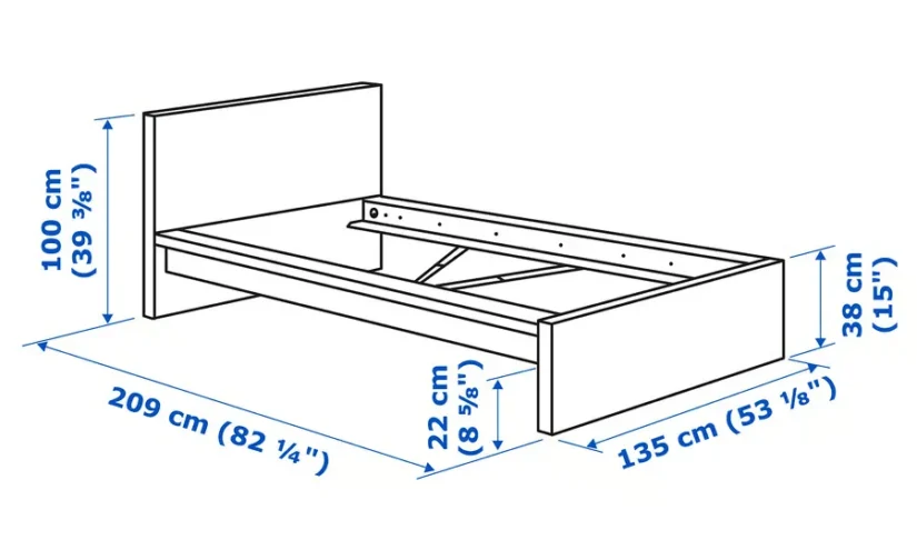 قاب تخت بلند سفید/لوری سایز ۱۲۰x۲۰۰ ایکیا مدل MALM