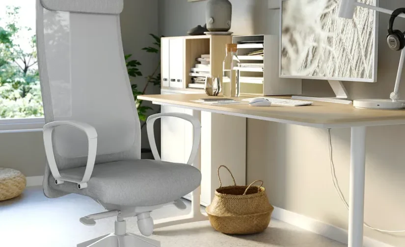 صندلی اداری ویسل خاکستری روشن متوسط ایکیا مدل MARKUS