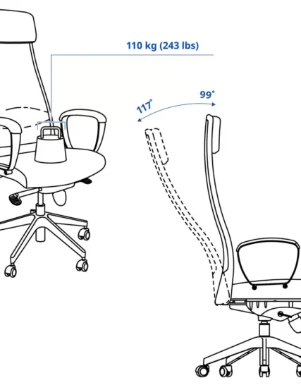 صندلی اداری ویسل خاکستری روشن متوسط ایکیا مدل MARKUS