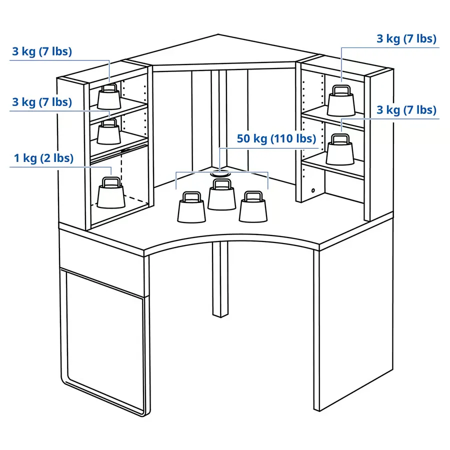 میز کار گوشه‌ای مشکی/قهوه ای سایز ۱۰۰x۱۴۲ ایکیا مدل MICKE