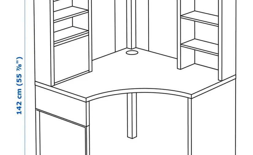 میز کار گوشهای سفید سایز ۱۰۰x۱۴۲ ایکیا مدل MICKE