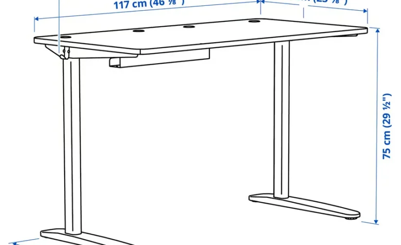 میز تحریر سفید سایز ۱۱۷x۶۰ ایکیا مدل RELATERA